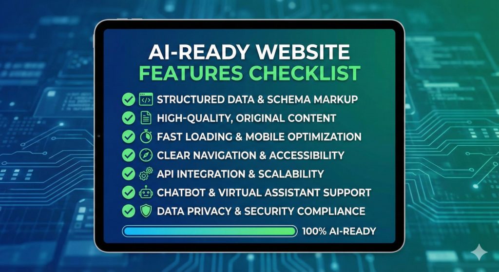 Checklist of features that make an AI-ready website for business